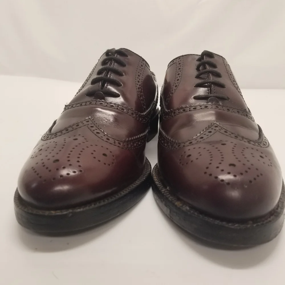 Totenham Mens Size 9.5 Cordovan Burgundy Leather Oxford Derby Wingtip Brogue